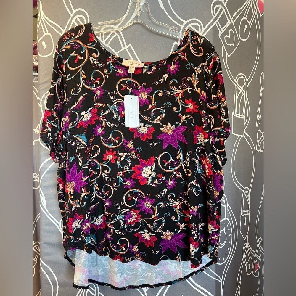 Philosophy Women's Black Floral Blouse